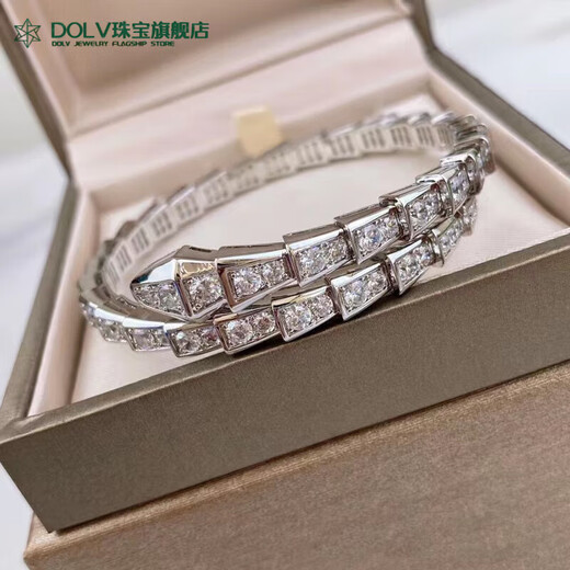Fat Donglai's same style platinum bracelet 18K rose gold snake bone slightly studded with diamonds, non-fading, fashionable and personalized internet celebrity, platinum gold narrow version