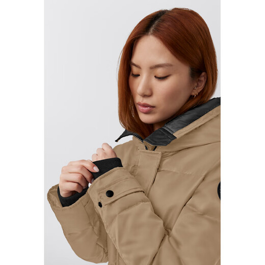 加拿大鹅（Canada Goose）Shelburne 女士黑标缎面派克大衣大鹅羽绒服 经典升级 3802WB1 1483 沙漠色 M