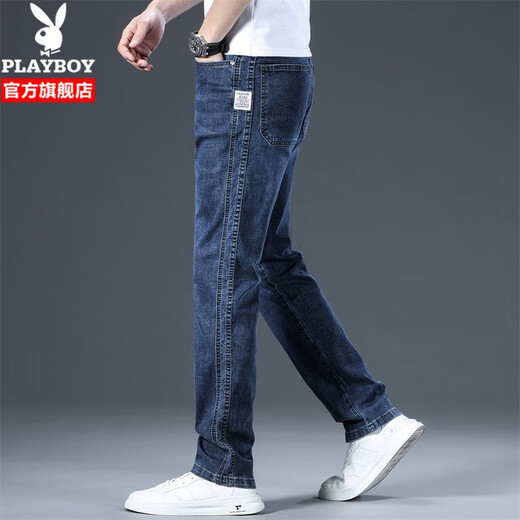 Playboy (Playboy) Straight Jeans Männer loser Frühling und Herbst Neue trendige amerikanische High Street Elastic Casual Long Hosen Herren 702 Blue 31