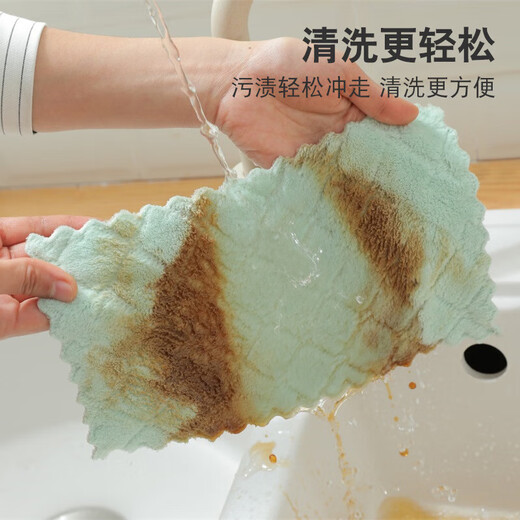 Double-sided coral velvet dishcloth kitchen lazy rag cleaning cloth 5 pieces 25*25 random color large size 25*25