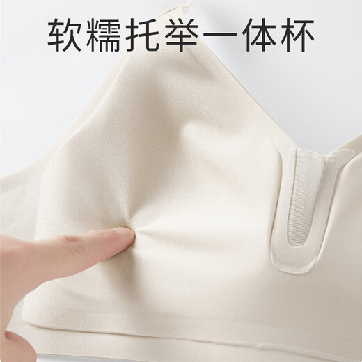眺德高内衣女秋薄款无钢圈文胸上托聚拢胸罩收副乳美背无痕内衣 奶白色 S 【 32/70ABC】
