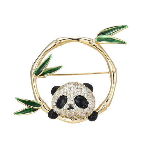 Marco Bizzarri's national trendy creative jewelry, versatile bamboo panda brooch, high-end female cute anti-exposure pin, niche accessories gift, holiday gift for friends, anniversary gift for girlfriend and wife