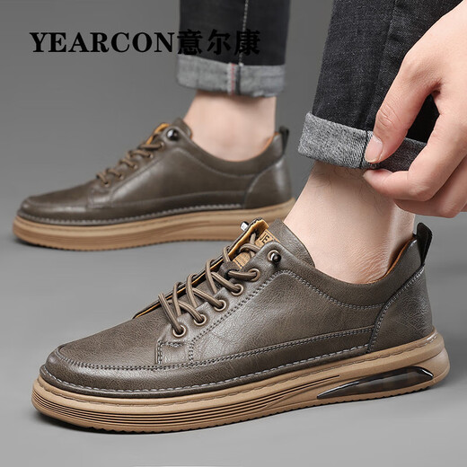 YRC Yierkang Herrenschuhe 2024 Frühling Neue lässige Lederschuhe für Männer weicher Sohle atmungsaktiv und vielseitig trendy Schuhe für Männer, schwarze Vier-Jahres-Lederschuhe 6623 Models 42