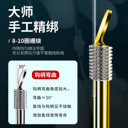 Yuyongji (YUYONGJI) short sub-thread double hook finished fish hook tied with sub-thread double hook gold sleeves with thorns and no thorns Taiwan fishing wild fishing crucian carp hook gold sleeves with thorns 10 packs No. 1