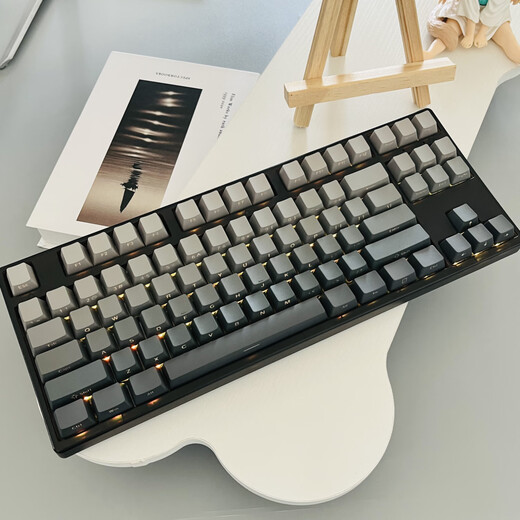 
Jiaying MK870 key mechanical keyboard black transparent three-mode wireless Bluetooth 5.0G wired polar day blush mist blue side engraving mute MK87 black transparent three-mode RGB + dust side engraving keycap blue axis