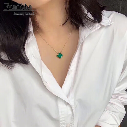 Fanesa light luxury four-leaf clover necklace for women large 18K gold rose gold au750 pendant birthday 520 Valentine's Day gift red agate four-leaf clover high-end version 15mm (4.5g)