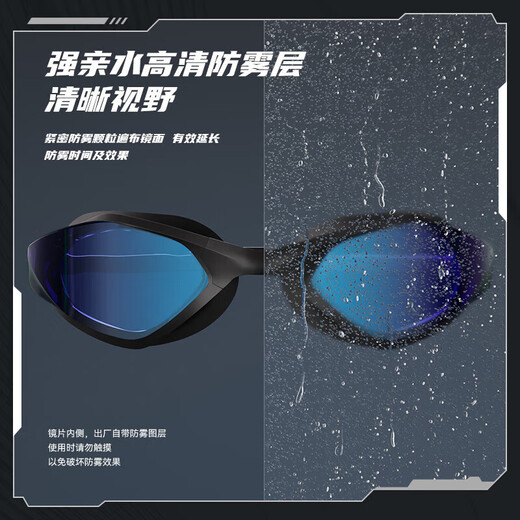Li Ning (LI-NING) swimming goggles for men and women, waterproof coating swimming goggles, professional high-end racing adjustable mid-frame swimming goggles 1311 black
