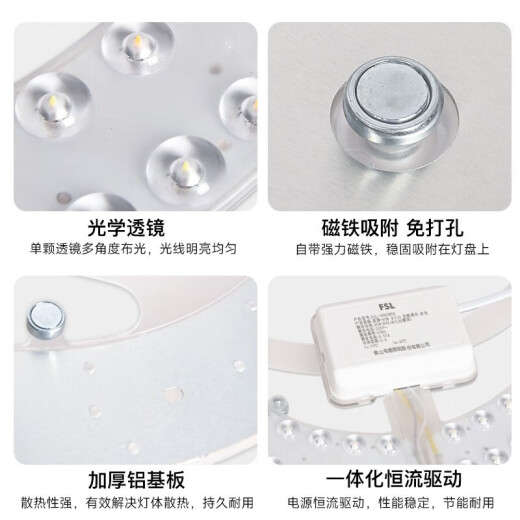 CLCEY吸顶灯改造灯芯光源灯管板圆形节能灯条家用替换灯盘 其它+其它 升级高显指Ra9755W三色变光