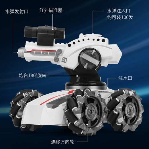 
Remote Control Tank Children's Toy Car Boy Electric Gesture Sensing 3 Hand Control Remote 6 Years Old Can Launch Water Bullet [White] Water Bullet Tank-Handle Remote Control