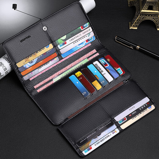 Williampolo La nueva billetera de cuero de vaca de cuero de Williampolo Paul para la larga bolsa de tarjetas de tarjetas largas para hombres, billetera de marca simple de moda, un cepillo antirrobo de lichi