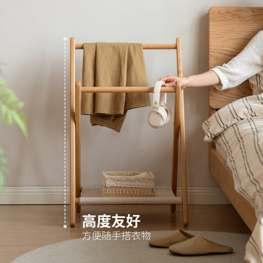 Genji Muyu solid wood clothes hanger, log wind coat and hat rack, small apartment bedroom clothes rack, household clothes drying rack (log color) 0.5 meter clothes hanger
