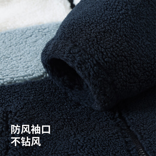 Mini wooden cabin children's sherpa jacket autumn and winter boys and girls small stand-up collar jacket children's warm tops navy 90