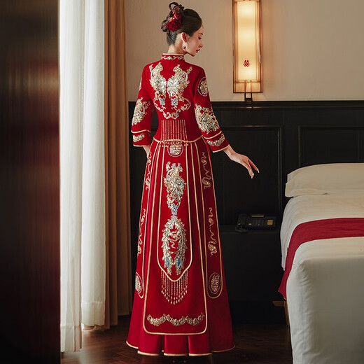 Zhiji Velvet xiUhe Kleidung Braut Hochzeitskleid 2025 Neues Hochzeitskleid Chinesisches Hochzeitskleid Alte Kostüm Toast Hochzeitskleid Velvet 1111 s