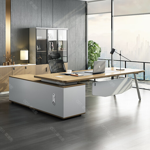 OUDITU Desk Boss Desk Simple Modern Office Furniture President Manager Office Desk and Chair Combination Single Executive Desk Walnut Wood 1.8 Meter Boss Desk