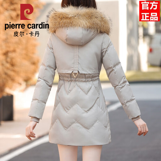Pier Cardin Winter-Down-Jacke für Frauen Winter mittelgroße weiße Ente Down echte Haarkragen Mutter schlanker hüftgeschwindiger Winterjacke für Frauen schwarz [Myx-9226 Real Down] Real Hair Collar XL [geeignet für 110-125 Jin [Jin gleich 0,5 kg]]