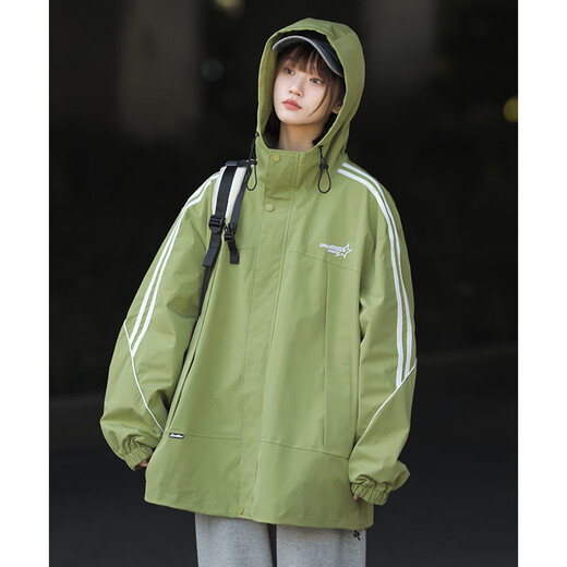 
Foss Phil jacket men's 2025 new spring and autumn striped outdoor casual trend charge jacket top for men and women couple JKCY-JK9276 avocado color XL
