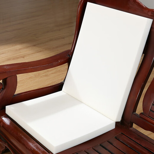 Single-seat solid wood sofa cushion with backrest, one-piece thickened sponge wood chair cushion, old-fashioned mahogany sofa cushion, in pairs (linen) 52cm*45cm*60cm (high resilience sponge)
