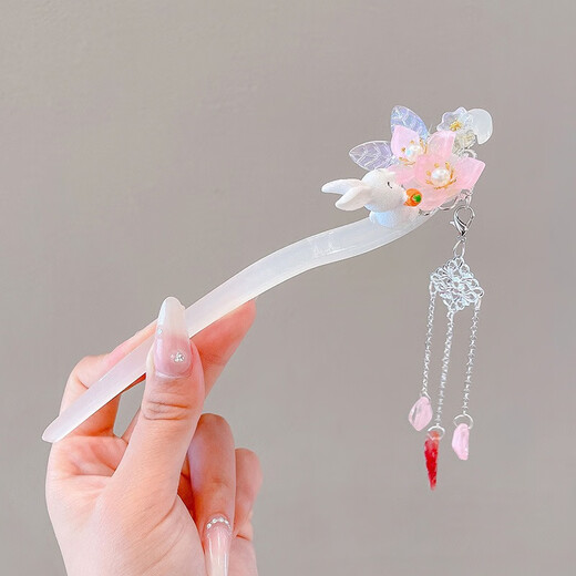 WEISHINI (WEISHINI) Children's Ancient Style Hanfu Hair Accessories Girls' Updo Hairpins Chinese Style Girls' Step Headbands Tassel Hairpins Hair Accessories 4# Purple Flower Three Little Flowers