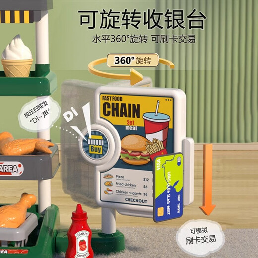 妈宝孖宝旋转汉堡机玩具便利店收银机儿童过家家女孩3-6岁2025生日礼物