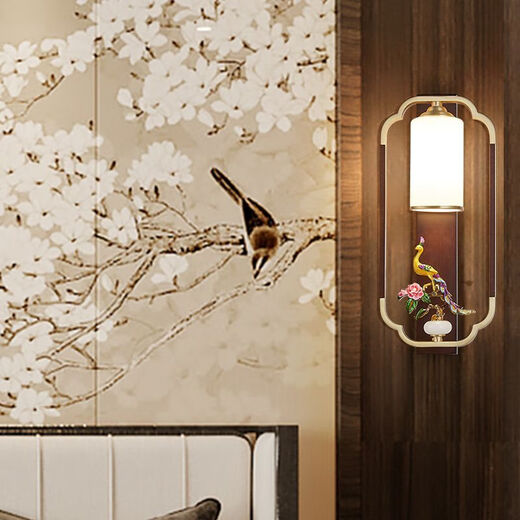 Yaotian Modern New Chinese Style Wall Lamp Full Spectrum Black Walnut Jade Lamp Living Room Rechargeable Wiring-Free Model 1001-Lan