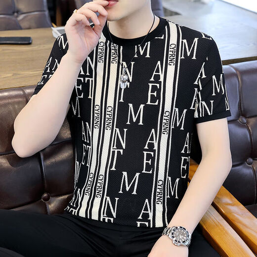 
ZHIDOUDOU30-40-year-old middle-aged and young men with fat men's belly-free clothes for men's ice silk short-sleeved men's 2022 new model 3882 yellow One size M 90-105Jin[Jin equals 0.5 kg]