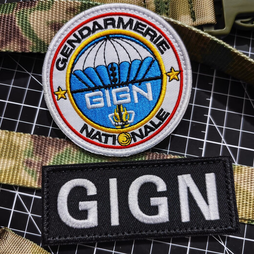 Tactical Mandrill GIGN French Gendarmerie Embroidered Velcro Badge RAID Black Panther Commando Armband Tactical Backpack Badge GIGN Round 8CM