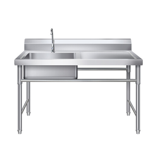 Yuruo commercial stainless steel sink sink vegetable basin with workbench cleaning outdoor simple 1.2 meter wash basin double basin extra thick 175*60*80 double basin left flat plate