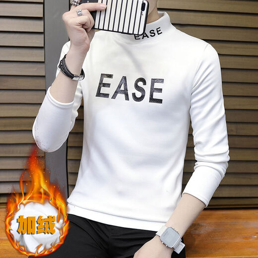 Commander Bear Herren-Langarm-T-Shirt Herbst und Winter Sweatshirt Herren Winter High-Neck plus Samt verdickte Herren-Basis-Hemd Trendy Black 6623 Kleine M /85-100jin [Jin entspricht 0,5 kg]