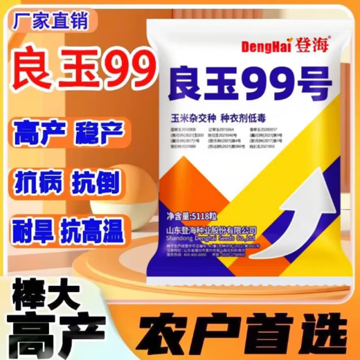 新种现货原装良玉99玉米种子抗病耐温山东登海良玉99铁杆玉米大棒 登海良玉99【5118粒3.8斤左右】x5袋