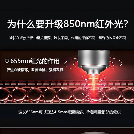 Jokan rouge Light Generation Generation Lllt Red Light Massage électrique Salon de l'écume liquide Anti-sang Red Blue Light Peigne Red Light Light Light Light Hair Anti-Foss Hair Protection Red Light Hair Generator Blast Flash Energy Version-Red Blue Light (655 + 850) -Haijianlan