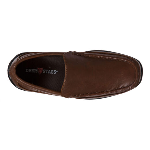 Deer Stags boys' slip-on loafers, soft leather, comfortable and breathable, daily casual shoes for students Brown 7 Big Kid