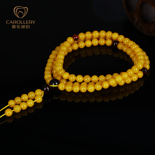 Jiale Amber Beeswax Bracelet 108 Rosary Beads Women's Old Wax Beads Multi-circle Bracelet Chicken Oil Yellow Amber Jewelry 108 Pieces About 9g/A0187