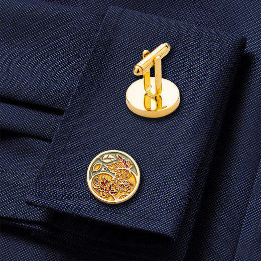 卡夫林克新品幸运叶子袖扣男士袖钉高档衬衫法式袖口扣金属 Cufflinks K124 银色袖扣-幸运叶子