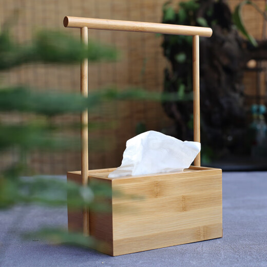 New Chinese style light luxury purple bamboo living room paper box home solid wood napkin box tea table Zen decorative ornaments tissue box simple walnut color