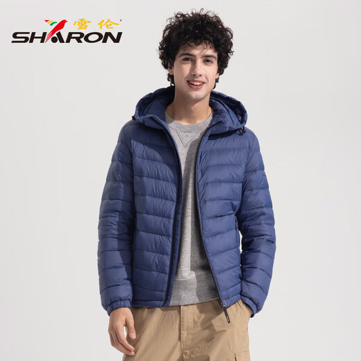 Shirron außerhalb der Saison Light Down Jacket Herren-Kapuze-Pendelpendel-Businessstil Herbst- und Winterjacke Licht und warm 13661 Songcha Green L.