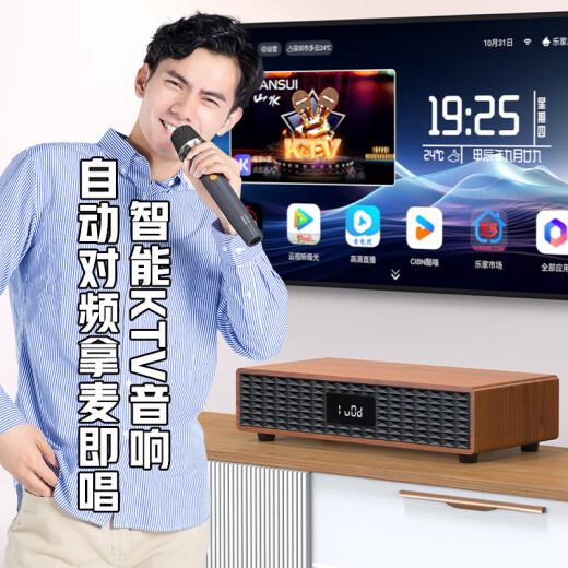 山水C50家庭ktv音响套装家用卡拉ok一体机连接电视桌面专业唱歌点歌专用大功率高音质蓝牙音箱低音炮