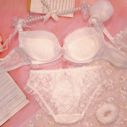 Modal underwear with big breasts showing small push-up girl bra small breasts sexy suit thin Japanese style cute pure lust large size bra small rose pink suit three-breasted = with steel ring 80B =36B