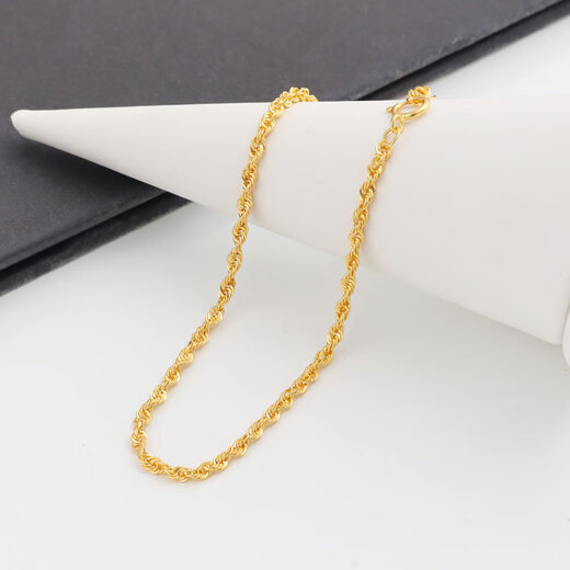 Miling 18K gold hollow twist rope ultra-light twist bracelet k gold plain gold women's bracelet 18K gold 16+3cm1g