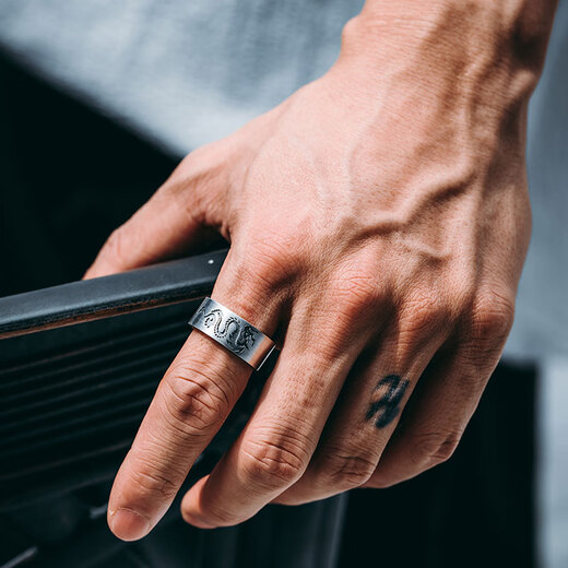 Mingyang Decorative Sea 925 Silver Xianglong Ring Men's Trendy Retro Versatile Paper-cut National Style Zodiac Sign Chenlong Open Ring Xianglong Open Ring