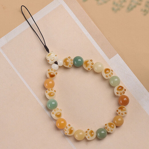 DING FEI Bodhi root mobile phone lanyard lanyard cute charcoal roasted cat claw pendant female artistic creative jewelry pendant snow roll mobile phone chain B00-303