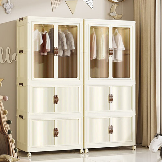 Xingyou free installation baby wardrobe baby storage children's wardrobe clothes sorting box plastic household snack storage cabinet 65CM wide surface - 1-layer wardrobe + 2-layer storage box