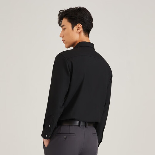 YOUNGOR рубашка с длинными рукавами, мужская замшевая рубашка, теплая на ощупь повседневная модная, широкая и стильная VLRM119782AFA, черная 41