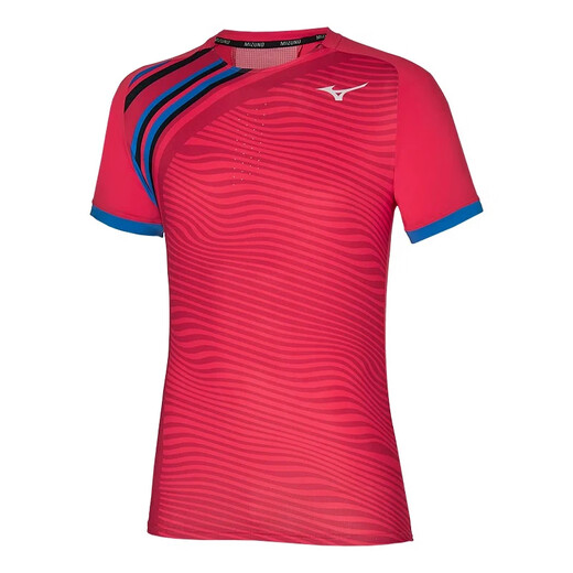 美津浓（MIZUNO）网球服男子速干运动短袖短裤澳网美网法网新款T恤衫 62GA2601-64红色 比赛服 M
