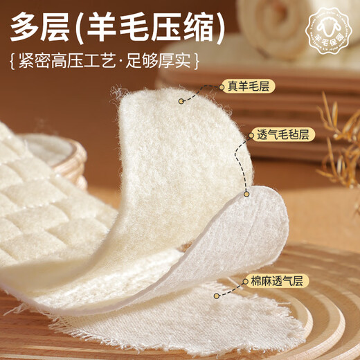 Antarctic 3 pairs of warm wool insoles, felt, men's sweat-absorbent, breathable cotton and linen women's thickened casual leather shoes, 100% wool 42