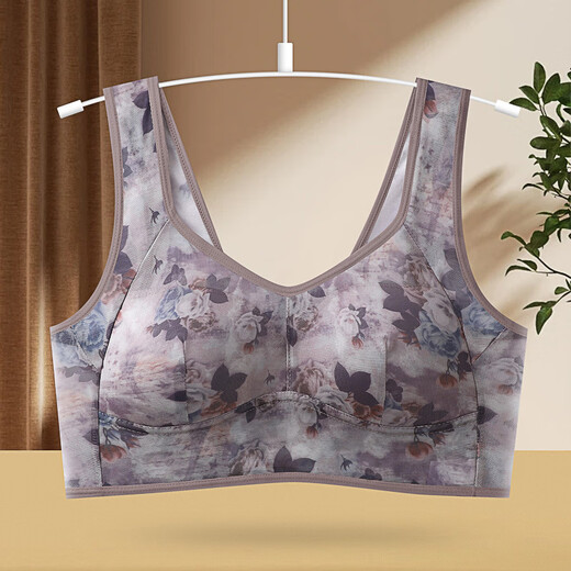 York Rabbit (YueKeTu) (1 piece) New Lace Beautiful Back Vest Women's Mesh Printed Underwear Full Cup Fixed Cup Push-up Bra YKT Red 3L Size (Recommended 120-140 Jin Jin equals 0.5 kg)