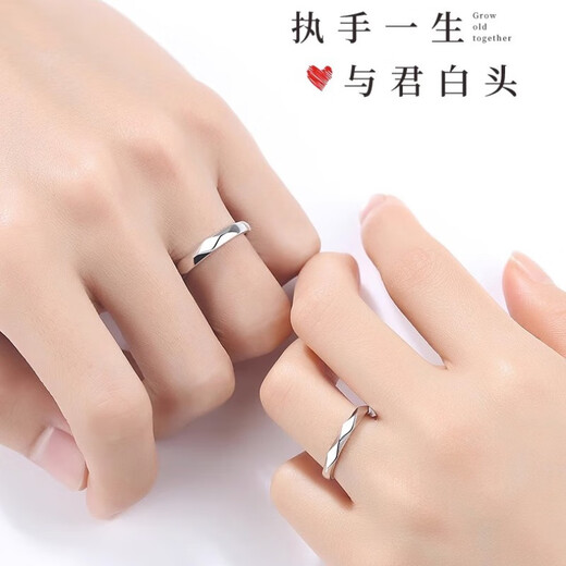 MZMZ Platinum Ring Lingai Couple Ring Pt950 Platinum Ring Birthday Anniversary Gift for Girlfriend and Wife Light Luxury Style-Lingai Pairing Ring