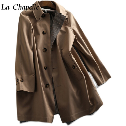 ROMON (ROMON) windbreaker women's autumn and winter 2024 autumn and winter mid-length British style drooping versatile slim and fashionable age-reducing jacket Khaki L