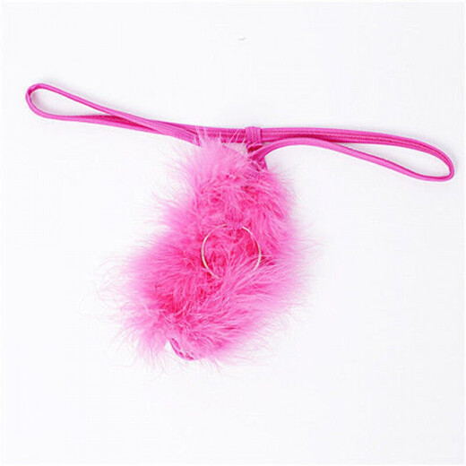 Men's sexy underwear European and American men's thong sexy temptation fluffy hoop transparent lace underwear low personality rose red