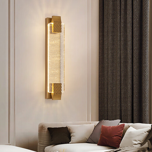 Light luxury post-modern light luxury crystal wall lamp living room background wall entrance aisle staircase decorative lamp simple bedroom bedside lamp gold 400 with three-color LED