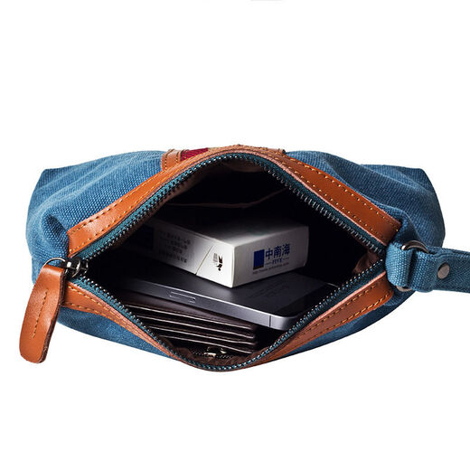 Queen Trip Canvas Kontrastfarbe Kupplung 2022 Neue koreanische Version Einfache und vielseitige Mini -Tasche Frauenmode und Freizeitkupplung Blau